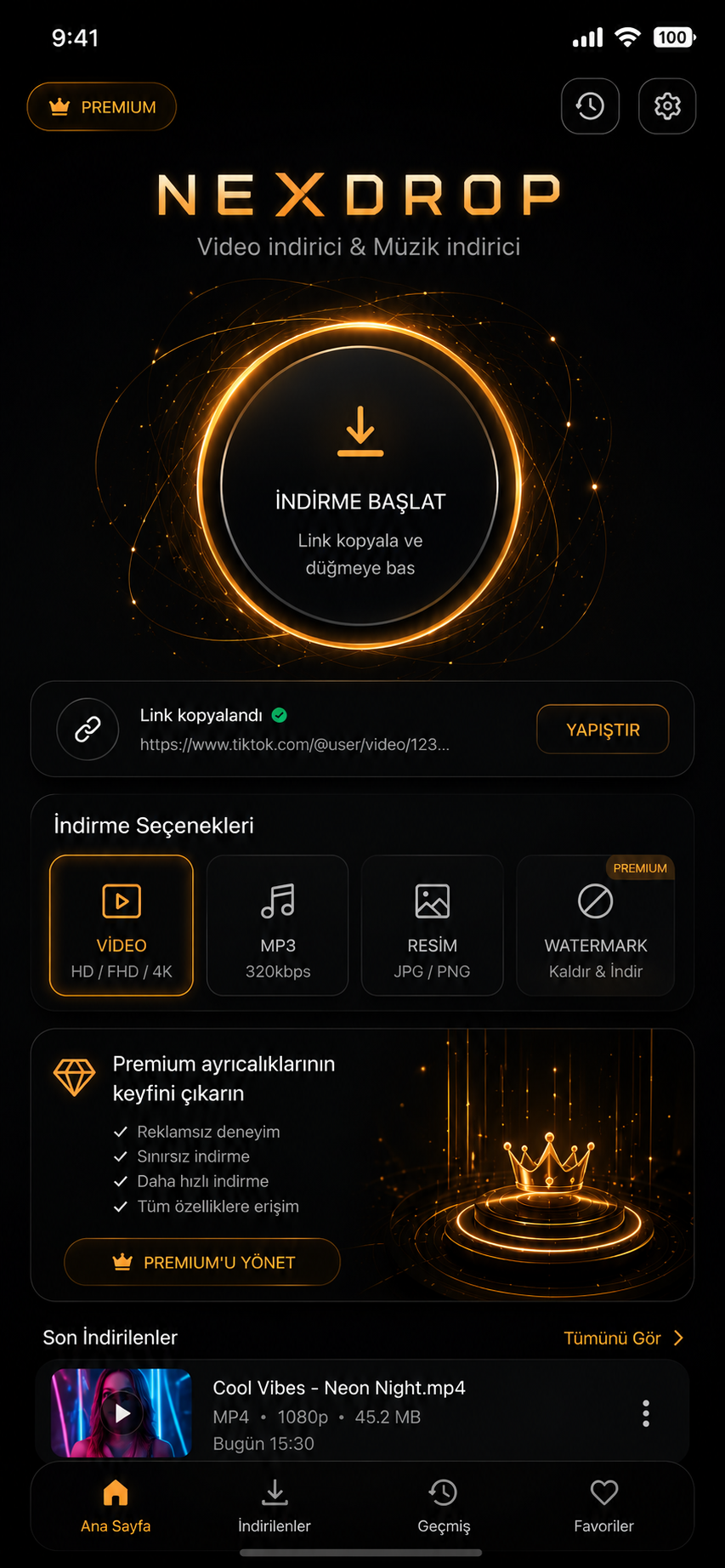Nexdrop mobil arayüzü